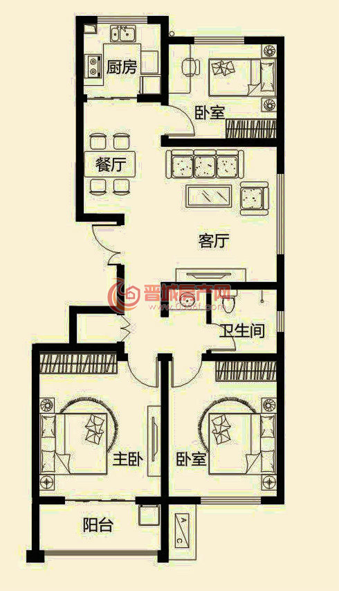 銘基鳳凰城39號樓F2戶型