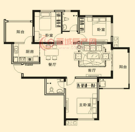 銘基鳳凰城29#樓A3戶型