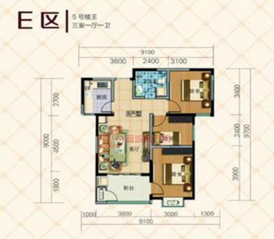 頡冠頤博園E區(qū)90.64平米戶型