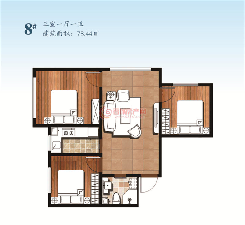 星湖書院78.44㎡戶型