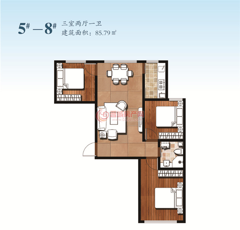 星湖書院85.79㎡戶型