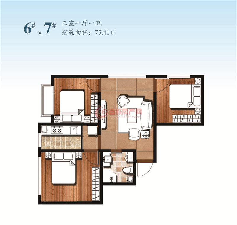 星湖書院75.41㎡戶型