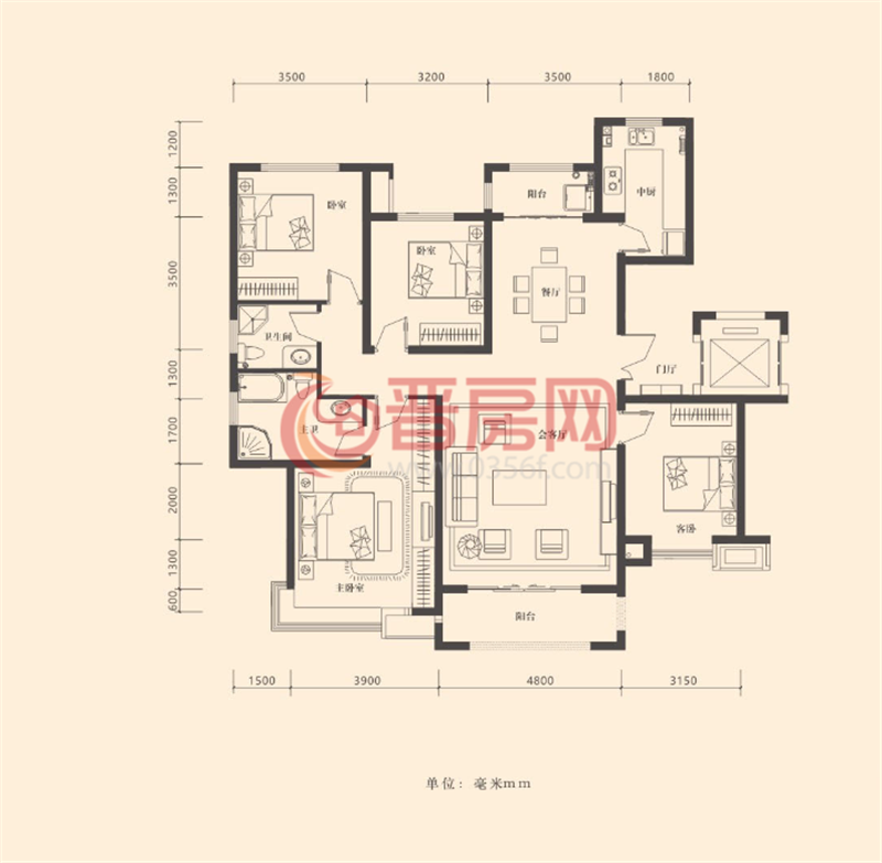 瑞基觀瀾墅中間樓層戶型