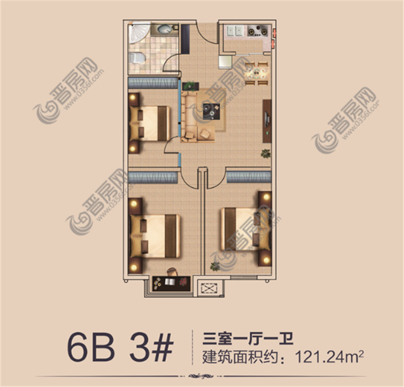 香濱城香頌建面約121平米戶型