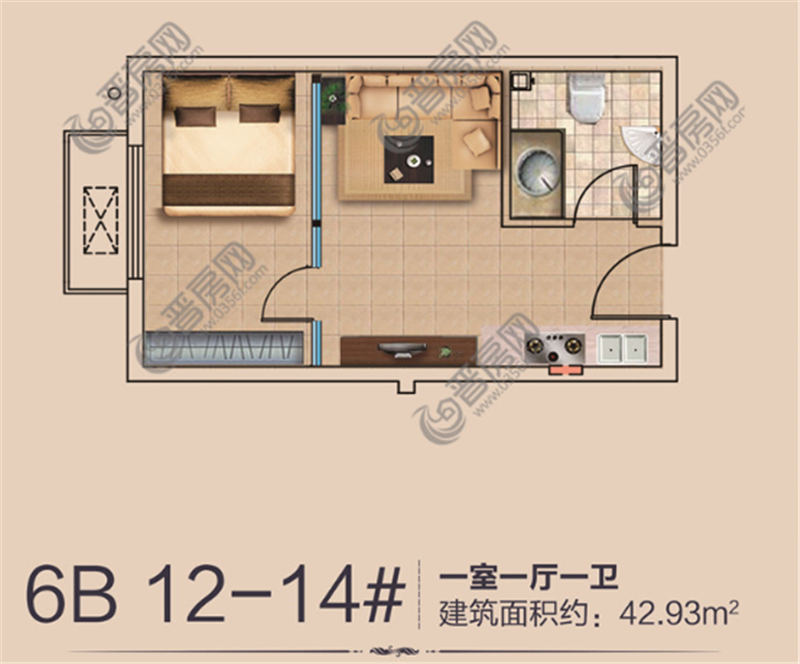 香濱城香頌建面約43平米戶型