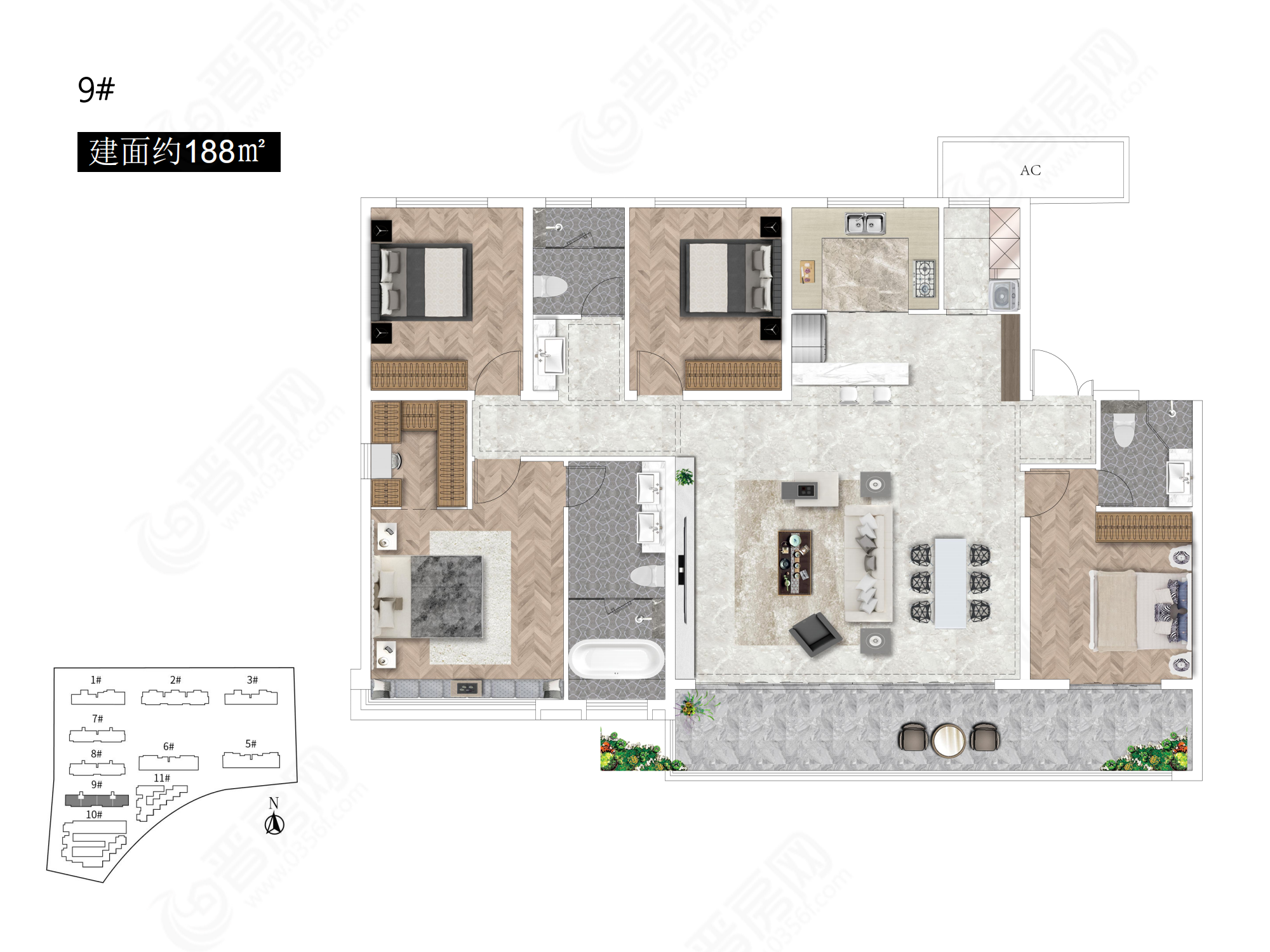 浩翔云璽洋房建面約188㎡