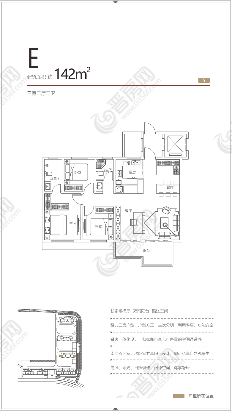 華街左岸E區(qū)建面約142㎡戶型