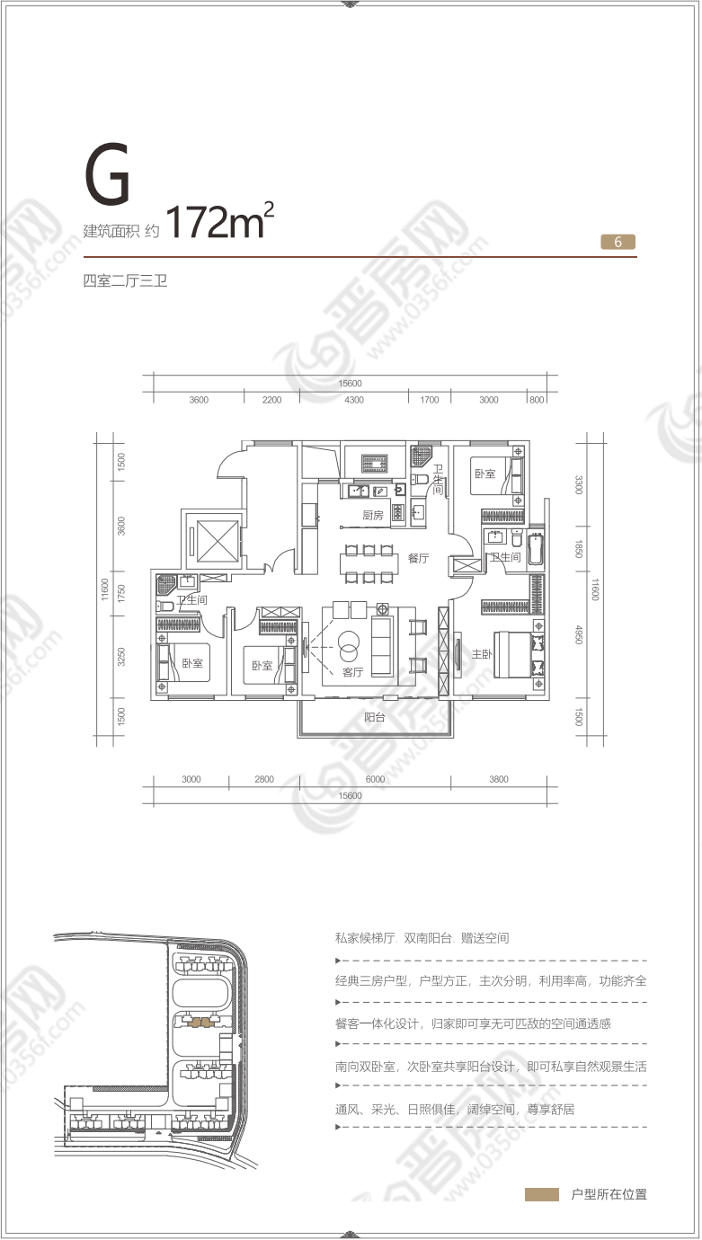 華街左岸E區(qū)建面約172㎡戶型